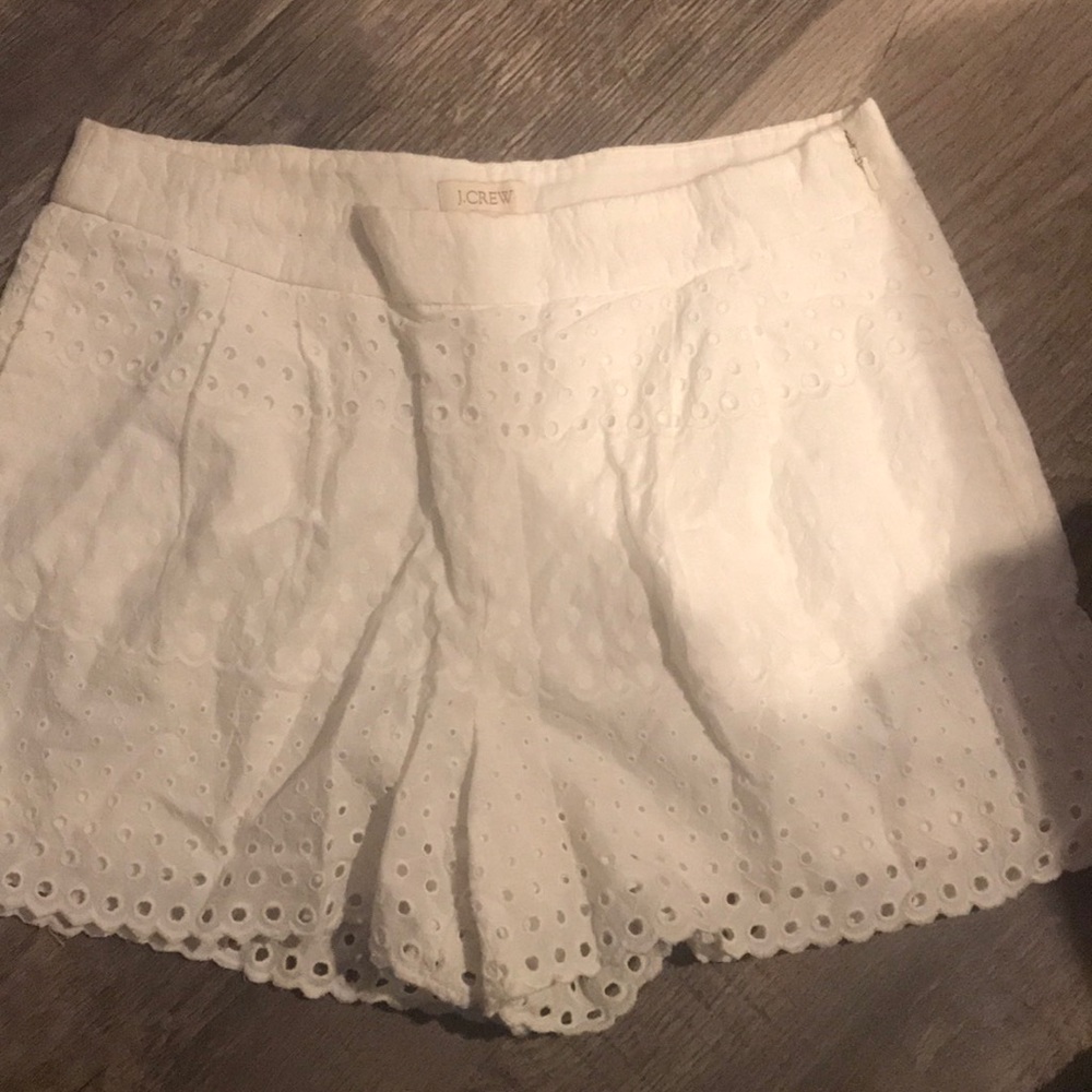 White crochet lace shorts j crew